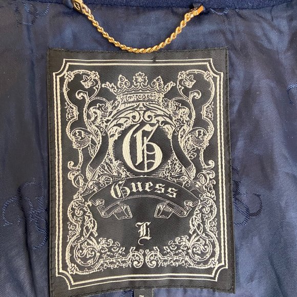 Guess pea coat with crushed velvet lapels - sz large - Picture 9 of 10